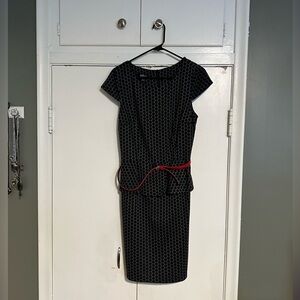 AGB Bress Polka Dot Peplum Pencil Dress | Retro Office Secretary | Size 12